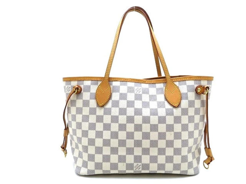 LOUIS VUITTON Shoulder Bag Tote Neverfull Damier Azur White MY